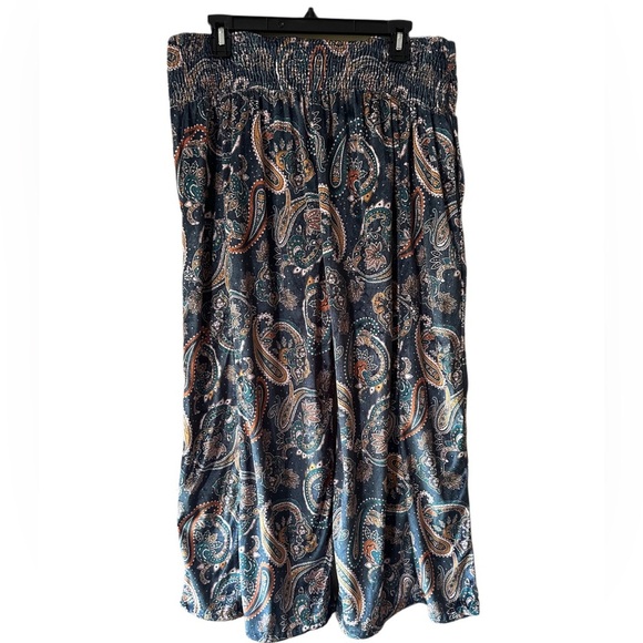 Bohera Paisley Wide Leg Pants in Navy and Orange - Picture 6 of 6